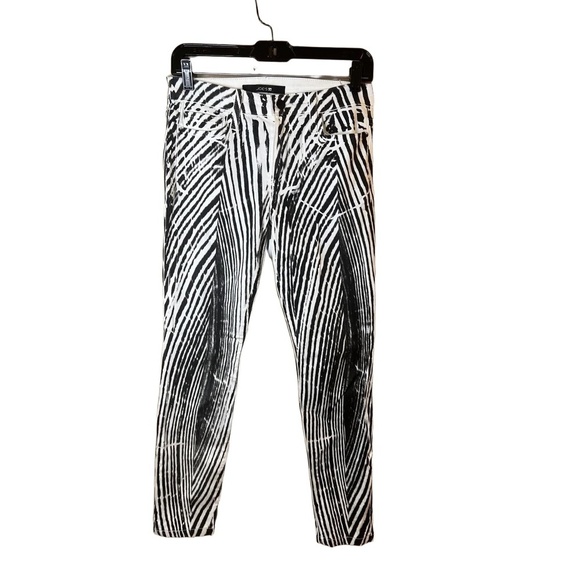 Joes Black And White Striped Wood Grain Print Straight Leg Pants W26 - Picture 2 of 10
